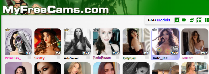 Myfreecams screenshot displaying cam girls.