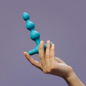 Blue anal beads for both men and women.